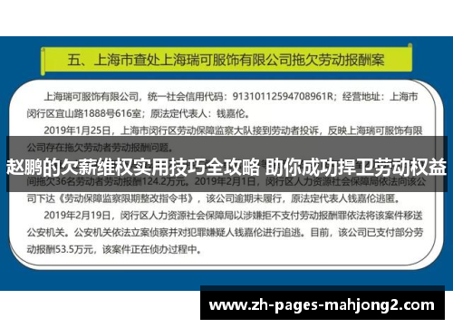 赵鹏的欠薪维权实用技巧全攻略 助你成功捍卫劳动权益